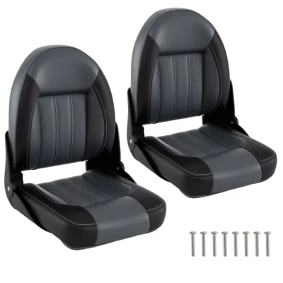 Costway 2-pack Folding High Back Boat Chairs With Sponge Padding And Fixing Bolts-black