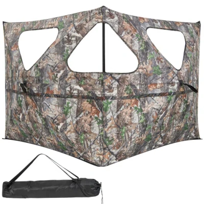 Costway 2-panel Hunting Ground Blind Pop Up Fence With 3 Shoot Through Ports In Multi