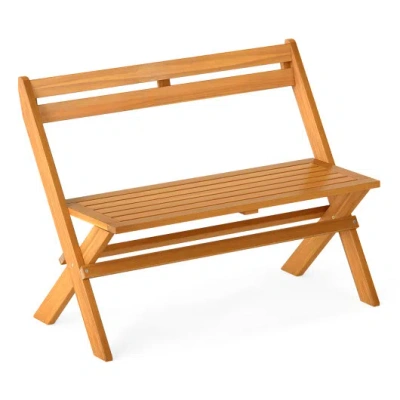 Costway 2-person Acacia Wood Patio Garden Bench With 800 Lbs Capacity In Brown