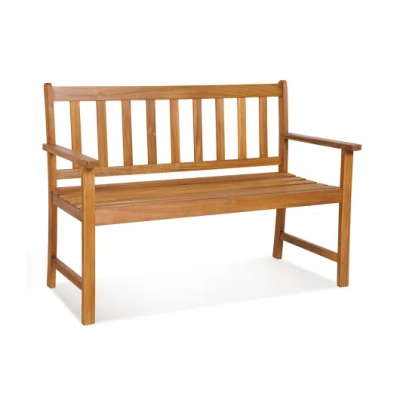 Costway 2-person Outdoor Acacia Wood Bench With Backrest In Brown