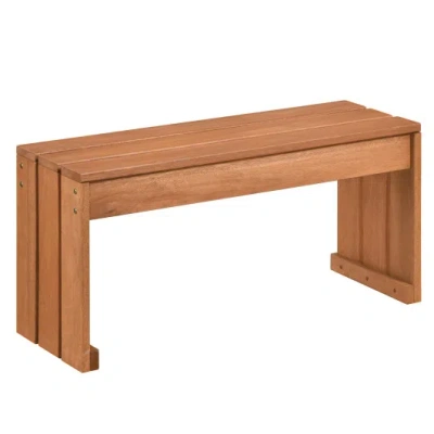 Costway 2-person Outdoor Garden Bench With Solid Wooden Frame For Backyard In Brown