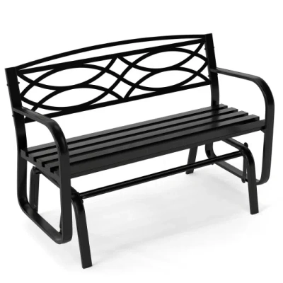 Costway 2-person Outdoor Glider Bench With Metal Frame-black