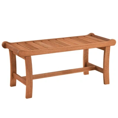Costway 2-person Outdoor Wood Bench With Slatted Seat And Raised Edges-1 Piece In Brown