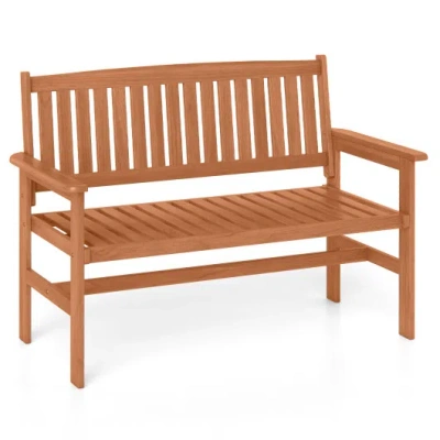 Costway 2-person Patio Loveseat With Slatted Backrest And Comfortable Armrests In Brown
