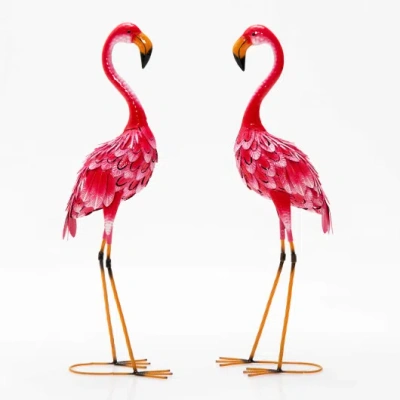 Costway 2-piece Flamingo Garden Statue Set In Multi