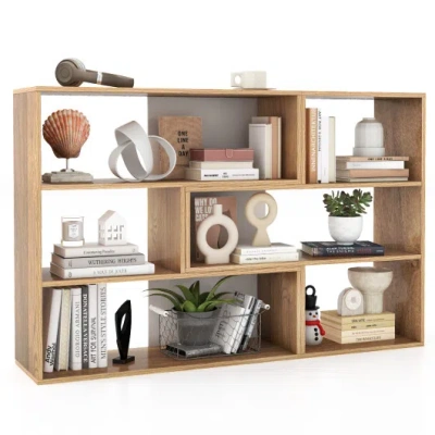 Costway 2-piece Separable Bookshelf Floor Standing Corner Display Storage In Brown