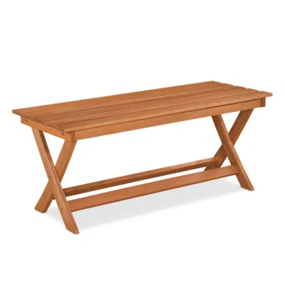 Costway 2-seat Wooden Garden Patio Bench With X-shaped Legs-1 Piece In Brown