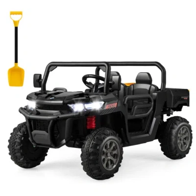 Costway 2-seater Kids Ride On Dump Truck With Dump Bed And Shovel-black