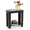 Costway 2-tier Modern Compact End Table With Storage Shelf-black In Black