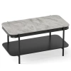 Costway 2-tier Modern Rectangular Coffee Table With Sintered Stone Top-gray In Multi