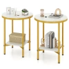 Costway 2-tier Round Coffee Table With Storage Shelf-2 In Multi