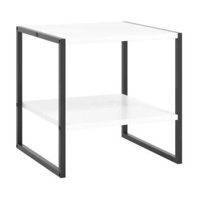 Costway 2-tier Square End Table With Storage Shelf Reversible Design-white