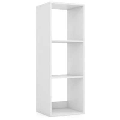 Costway 3 Cube Bookshelf With Back Guardrail For Living Room Bedroom-white