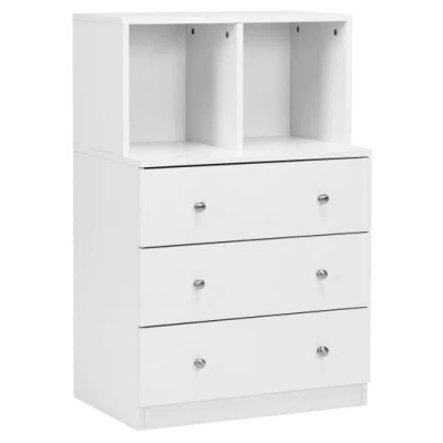 Costway 3 Drawer Dresser With Cubbies Storage Chest For Bedroom Living Room-white