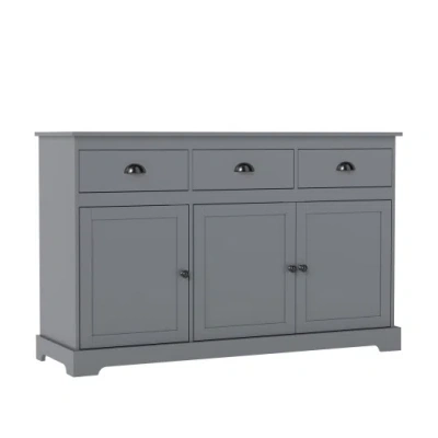 Costway 3 Drawers Sideboard Buffet Storage With Adjustable Shelves-gray