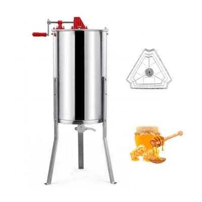 Costway 3 Frame Manual Honey Extractor With Bottom Gravity Flow Gate And Clear Lid For Home Apiary In Multi
