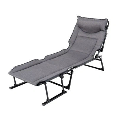 Costway 3 In 1 Folding Camping Cot Comfy Padded Convertible Single Sofa Chair-gray