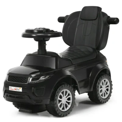 Costway 3 In 1 Ride On Push Car Toddler Stroller Sliding Car With Music-black