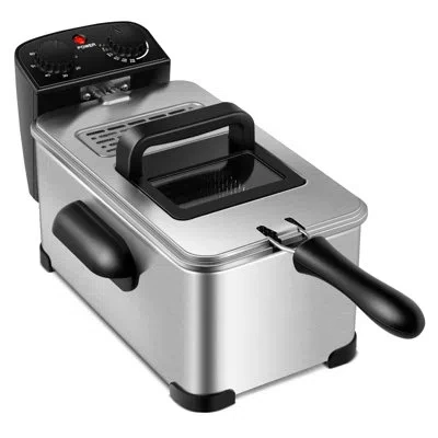 Costway 3 Liter Basket Accessory Deep Fryer With Timer In Silver;black