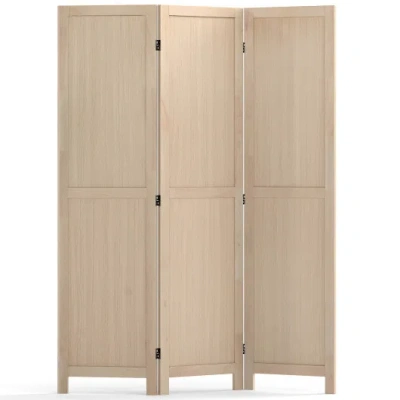 Costway 3 Panel Folding Room Divider For Home Office Bedroom Restaurant-beige In Brown