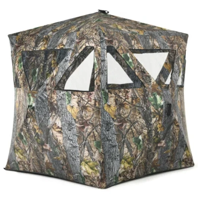Costway 3 Person Portable Pop-up Ground Hunting Blind With Tie-downs In Multi