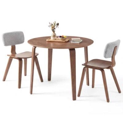 Costway 3 Piece Dining Table Set With 2 Padded Dining Chairs And Rubber Wood Table-walnut & Gray In Multi
