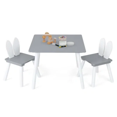 Costway 3 Pieces Kids Table And Chairs Set For Arts Crafts Snack Time-gray