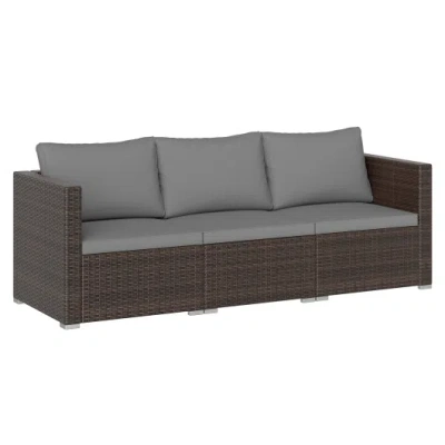 Costway 3 Pieces Patio Sectional Sofa Set With Soft Cushions-gray In Brown