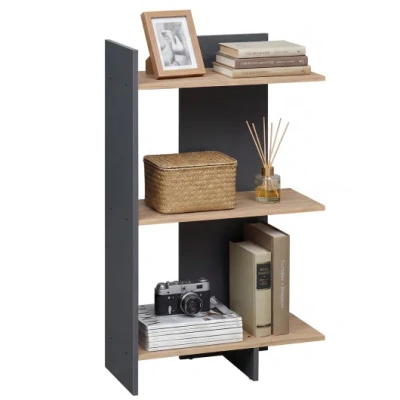 Costway 3 Tier Wooden Bookshelf With Anti-tipping Kit-oak In Brown