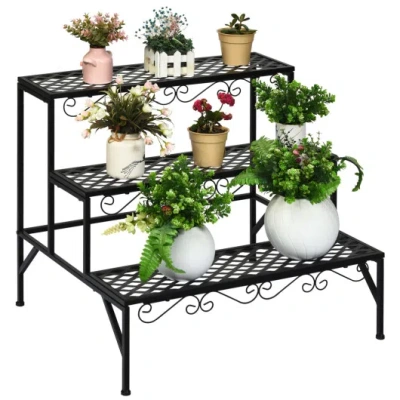Costway 3 Tiers Metal Decorative Plant Stand In Multi