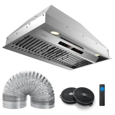Costway 30 Inch Under Cabinet Range Hood With 4 Fan Speeds And Baffles Filters-silver In Multi
