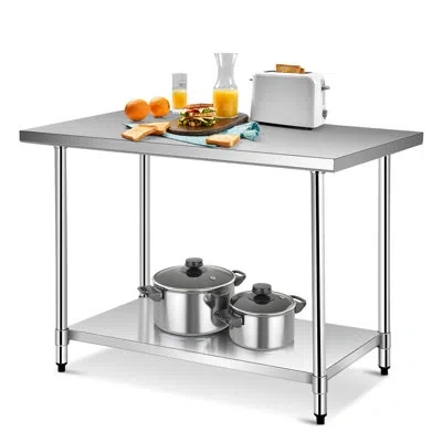 Costway 30" X 48" Commercial Kitchen Table Stainless Steel Food Prep & Work Table Silver