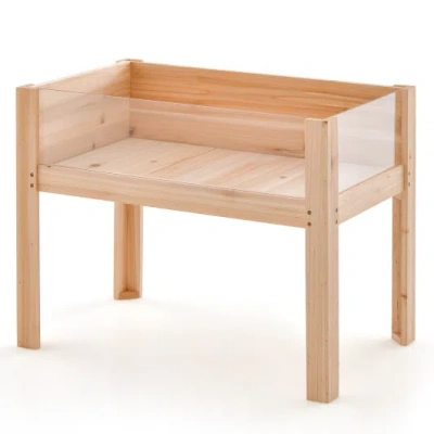 Costway 30/47 Inch Wooden Raised Garden Bed-s In Neutral