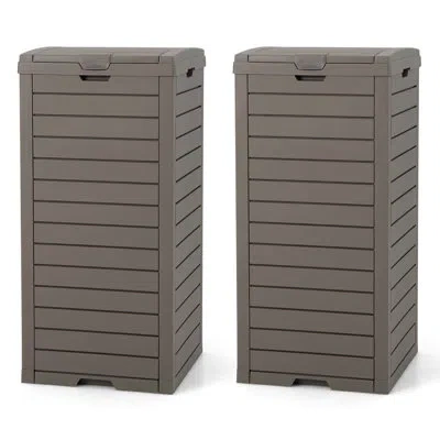 Costway 31 Gallons Plastic Manual Lift Trash Can In Gray