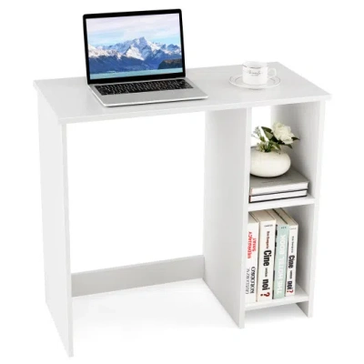 Costway 31.5 Inch Modern Home Office Desk With 2 Compartments-white In Multi