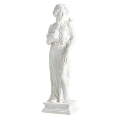 Costway 31.5 Inch Outdoor Greek Goddess Statue With Antique Finish And Column Base-white