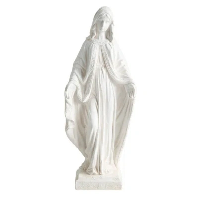Costway 31.5 Inch Virgin Mary Statue With Aged Finish For Yard Patio-white In Multi