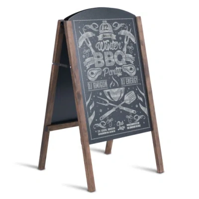 Costway 31.5 Inch Wood A-frame Sidewalk Signage Chalkboard In Multi