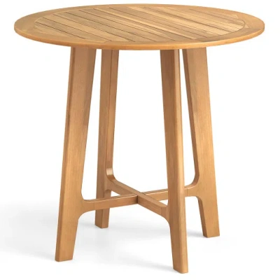 Costway 31.5 Inches Patio Dining Table With Slatted Tabletop And X-shaped Frame In Multi