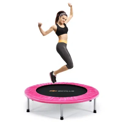 Costway 3.17' Round Backyard Trampoline With Safety Enclosure In Pink