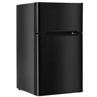 Costway 3.2 Cu Ft. Compact Stainless Steel Refrigerator-black