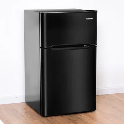 Costway 3.2 Cu. Ft. Freestanding Mini Fridge With Freezer In Black