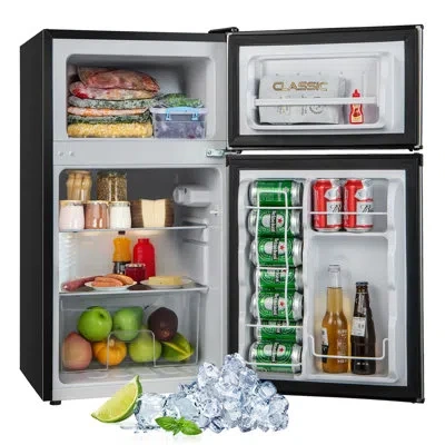 Costway 3.2 Cu.ft Freestanding Mini Fridge With Freezer In Silver;black