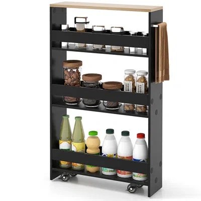 Costway 32'' H X 19'' W Utility Cart With Wheels In Black