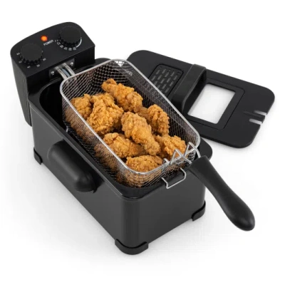 Costway 3.2 Quart Electric Stainless Steel Deep Fryer With Timer-black In Multi