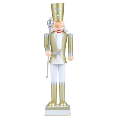 Costway 32.5 Inch Christmas Nutcracker With High Hat And Beautiful Scepter-white & Golden In Multi
