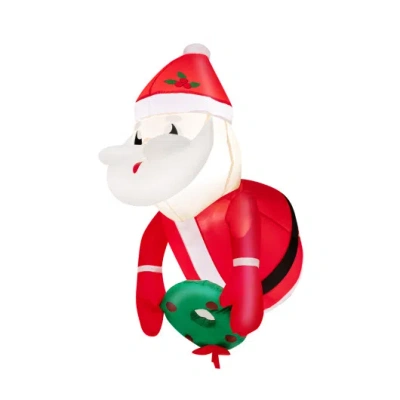 Costway 3.3 Feet Lighted Inflatable Santa Claus Broke Out From Window In Red