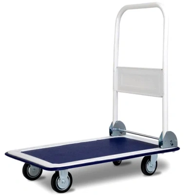 Costway 330 Lbs Platform Cart Dolly Foldable Warehouse Push Hand Truck In Blue