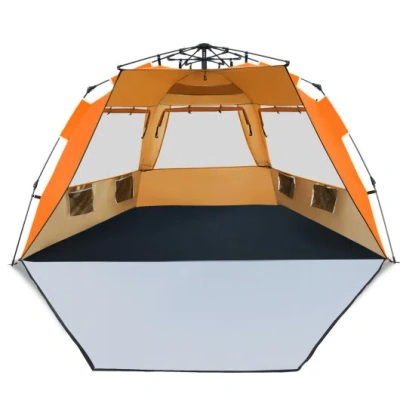 Costway 3-4 Person Easy Pop Up Beach Tent Upf 50+ Portable Sun Shelter-orange In Multi