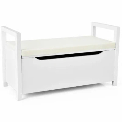 Costway 34.5 ×15.5 ×19.5 Inch Shoe Storage Bench With Cushion Seat For Entryway-white